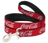 Dog Leash COCA-COLA Script Logo Red/White NARROW 0.5"