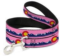 Dog Leash Colorado Flag Icon Mountain Skyline Pink/Blue/White