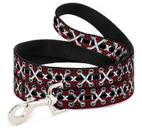 Dog Leash Corset Lace Up Red Plaid/Black NARROW 0.5"
