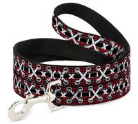Dog Leash Corset Lace Up Red Plaid/Black WIDE 1.5"