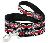 Dog Leash Corset Lace Up w/Bow Black/Red WIDE 1.5"