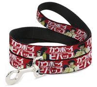 Dog Leash COWBOY BEBOP Spike and Faye Back to Back Pose and Title Logo Red/White