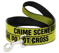 Dog Leash CRIME SCENE DO NOT CROSS Yellow/Black NARROW 0.5"