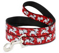Dog Leash Dalmatians Running/Paws Reds/White/Black WIDE 1.5"