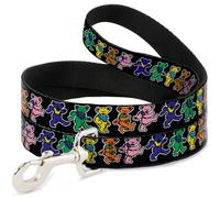 Dog Leash Dancing Bears Black/Multi Color WIDE 1.5"
