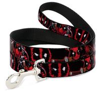 Dog Leash Deadpool 2-Action Poses/Splatter Logo Black/Red/White WIDE 1.5"