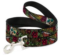 Dog Leash Death Before Dishonor CLOSE-UP Olive WIDE 1.5"