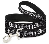 Dog Leash DEATH w/Coffin Old English Black/White