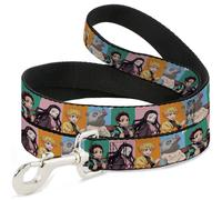 Dog Leash Demon Slayer Four Character Group Pose Blocks Multi Color WIDE 1.5"