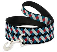 Dog Leash Diamond Plaid Blues/Khaki/Red WIDE 1.5"