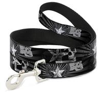 Dog Leash Die Hard Skulls & Stars1 Black/Grays