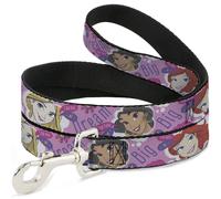 Dog Leash Disney DREAM BIG PRINCESS Faces Pinks/Purples NARROW 0.5"