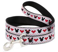 Dog Leash Disney Holiday Mickey and Minnie Mouse Heart Sweater Stitch White/Red/