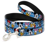 Dog Leash Disney The Sensational Six Smiling Faces Stripe Blues WIDE 1.5"