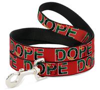 Dog Leash DOPE Red/Black/Tropical Flowers WIDE 1.5"