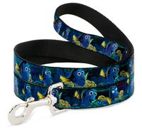 Dog Leash Dory Poses/Swirls Blues/Yellows NARROW 0.5"