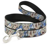 Dog Leash Dr. Stone Senku Ishigami Expression Blocks Blues NARROW 0.5"