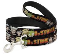 Dog Leash DR. STONE Title Logo and Character Group Black NARROW 0.5"