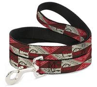 Dog Leash DRINK COCA-COLA Coke Diamond Blocks Red/Brown/Beige NARROW 0.5"