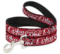 Dog Leash DRINK COCA-COLA COKE Polka Dot Red/Black/White WIDE 1.5"