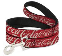 Dog Leash DRINK COCA-COLA Typograpy Logo Scattered Red/White NARROW 0.5"