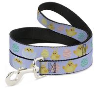 Dog Leash Easter Chicks and Eggs Lavender NARROW 0.5"
