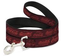 Dog Leash ENJOY COCA-COLA Logos Brown/Red NARROW 0.5"