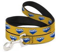 Dog Leash FANTA Logo Pineapple Yellow/Blue/White NARROW 0.5"