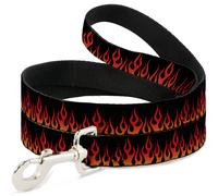 Dog Leash Flames Orange/Red WIDE 1.5"