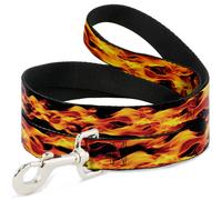 Dog Leash Flames Vivid Black/Orange NARROW 0.5"