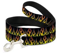 Dog Leash Flames Yellow/Orange NARROW 0.5"
