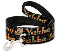 Dog Leash Fred Face/Pose YABBA DABBA DOO Black/Gray/Orange WIDE 1.5"