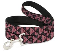 Dog Leash Friday the 13th Jason Mask Diamond Split Black/Red NARROW 0.5"