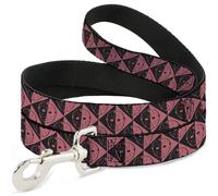 Dog Leash Friday the 13th Jason Mask Diamond Split Black/Red WIDE 1.5"