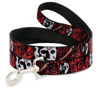 Dog Leash FRIDAY THE 13th/Jason Mask4/Axe Blood Splatter Black/Red/White NARROW
