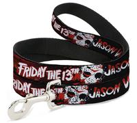 Dog Leash FRIDAY THE 13TH JASON VOORHIES Mask Text Black/Red/White