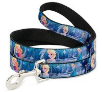 Dog Leash Frozen Elsa the Snow Queen Poses/Snowflakes NARROW 0.5"