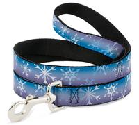 Dog Leash Frozen II Snowflakes Blues/Purples/White NARROW 0.5"