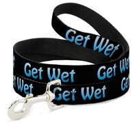 Dog Leash GET WET Black/Baby Blue WIDE 1.5"