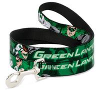 Dog Leash Green Lantern Green Glow w/Text WIDE 1.5"