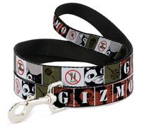 Dog Leash Gremlins GIZMO Poses/Rules Blocks Red/Greens/Grays/White NARROW 0.5"