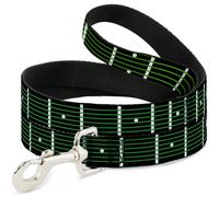 Dog Leash Guitar Neck Black/White/Lime Green WIDE 1.5"