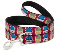 Dog Leash Happy Cupcakes/Dots Pink/Green WIDE 1.5"