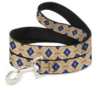 Dog Leash HARRY POTTER Butterbeer Diamond Logo White/Yellow/Blue NARROW 0.5"