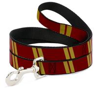 Dog Leash Hash Mark Stripe Double Maroon/Gold WIDE 1.5"