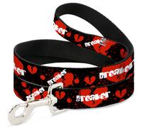 Dog Leash Heart Breaker Black/White/Red