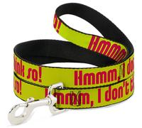 Dog Leash HMMM, I DON'T THINK SO Yellow/Pink NARROW 0.5"