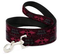 Dog Leash HOUSE OF THE DRAGON Dragon Icon Black/Red/White