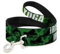 Dog Leash IRISH YOGA Poses/Clovers Greens/Black/White WIDE 1.5"