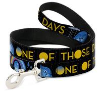 Dog Leash Joy Poses/Rain ONE OF THOSE DAYS Black/Gray/Blues/Yellow NARROW 0.5"